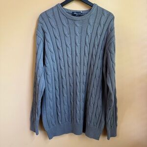 Blumarine Gray Cable Knit Crewneck Sweater Size XXL